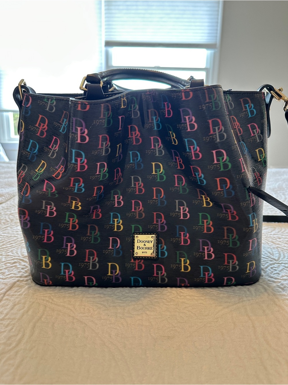 Dooney & Bourke Black Multicolor Barlow DB Logo Shoulder & Cross Body